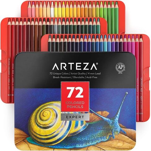Arteza Coloring Art Set, 48 Colored Pencils, 6.4 x 6.4 Inches Coloring Book with 72 Detachable Designs, Art Supplies for Relaxation and Stress Relief in Saudi Arabia