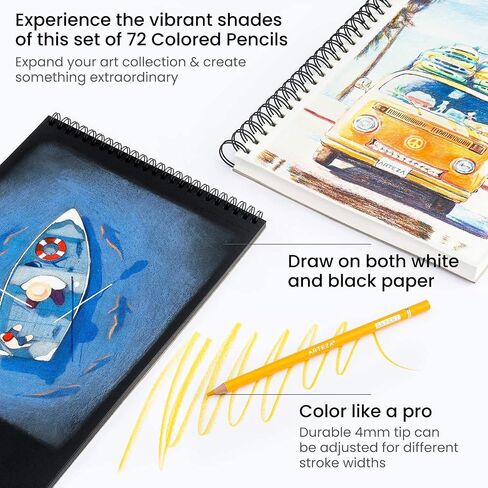 Arteza Coloring Art Set, 48 Colored Pencils, 6.4 x 6.4 Inches Coloring Book with 72 Detachable Designs, Art Supplies for Relaxation and Stress Relief in Saudi Arabia