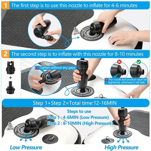مضخة هواء كهربائية SUP ذات ضغط عالٍ 20 رطل لكل بوصة مربعة، مضخة لوح مجداف محمولة، مضخة لوح مجداف نفخ مزدوجة المرحلة لألواح التجديف القابلة للنفخ، والقوارب، وقوارب الكاياك، والكرة، وفراش التخييم in Saudi Arabia