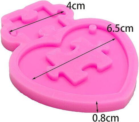 لامعة لامعة القلب لغز شكل قوالب السيليكون DIY بها بنفسك الحرفية المفاتيح بوليمر كلاي قالب قلادة الايبوكسي قلادة المجوهرات الراتنج صياغة صنع قالب تزيين الكعكة فندان in Kuwait