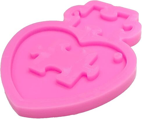 لامعة لامعة القلب لغز شكل قوالب السيليكون DIY بها بنفسك الحرفية المفاتيح بوليمر كلاي قالب قلادة الايبوكسي قلادة المجوهرات الراتنج صياغة صنع قالب تزيين الكعكة فندان in Kuwait