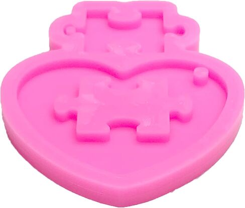 لامعة لامعة القلب لغز شكل قوالب السيليكون DIY بها بنفسك الحرفية المفاتيح بوليمر كلاي قالب قلادة الايبوكسي قلادة المجوهرات الراتنج صياغة صنع قالب تزيين الكعكة فندان in Kuwait