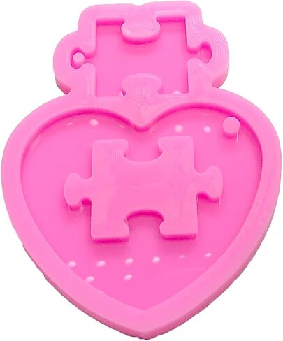 لامعة لامعة القلب لغز شكل قوالب السيليكون DIY بها بنفسك الحرفية المفاتيح بوليمر كلاي قالب قلادة الايبوكسي قلادة المجوهرات الراتنج صياغة صنع قالب تزيين الكعكة فندان in Kuwait