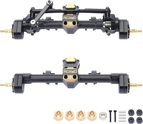 RCAWD SCX24 Upgrades Front Portal Rear Axle Housing & Brass Third Member Housing& Brass Steer Hub Carrier & Portal Gear Housing & Worm Gears & Brass Gears & Brass Hex Parts for Axial 1/24 in Saudi Arabia