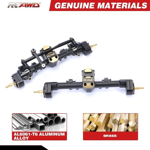 RCAWD SCX24 Upgrades Front Portal Rear Axle Housing & Brass Third Member Housing& Brass Steer Hub Carrier & Portal Gear Housing & Worm Gears & Brass Gears & Brass Hex Parts for Axial 1/24 in Saudi Arabia