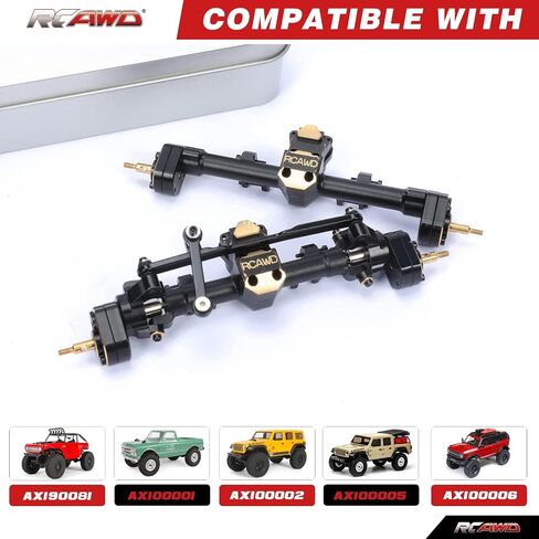 RCAWD SCX24 Upgrades Front Portal Rear Axle Housing & Brass Third Member Housing& Brass Steer Hub Carrier & Portal Gear Housing & Worm Gears & Brass Gears & Brass Hex Parts for Axial 1/24 in Saudi Arabia