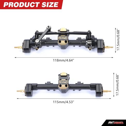 RCAWD SCX24 Upgrades Front Portal Rear Axle Housing & Brass Third Member Housing& Brass Steer Hub Carrier & Portal Gear Housing & Worm Gears & Brass Gears & Brass Hex Parts for Axial 1/24 in Saudi Arabia