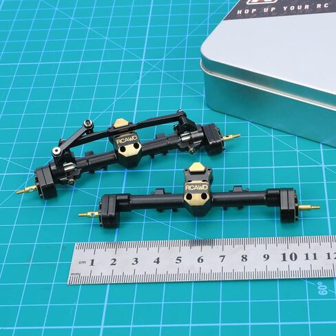 RCAWD SCX24 Upgrades Front Portal Rear Axle Housing & Brass Third Member Housing& Brass Steer Hub Carrier & Portal Gear Housing & Worm Gears & Brass Gears & Brass Hex Parts for Axial 1/24 in Saudi Arabia