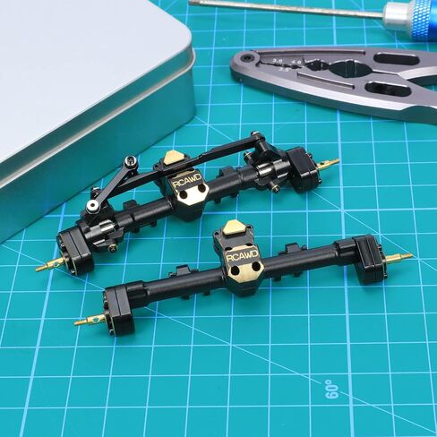 RCAWD SCX24 Upgrades Front Portal Rear Axle Housing & Brass Third Member Housing& Brass Steer Hub Carrier & Portal Gear Housing & Worm Gears & Brass Gears & Brass Hex Parts for Axial 1/24 in Saudi Arabia