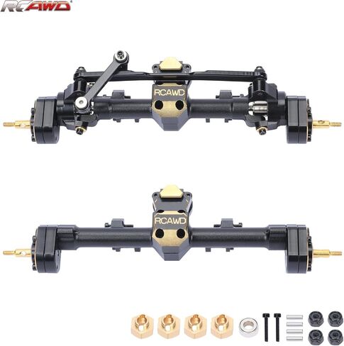 RCAWD SCX24 Upgrades Front Portal Rear Axle Housing & Brass Third Member Housing& Brass Steer Hub Carrier & Portal Gear Housing & Worm Gears & Brass Gears & Brass Hex Parts for Axial 1/24 in Saudi Arabia