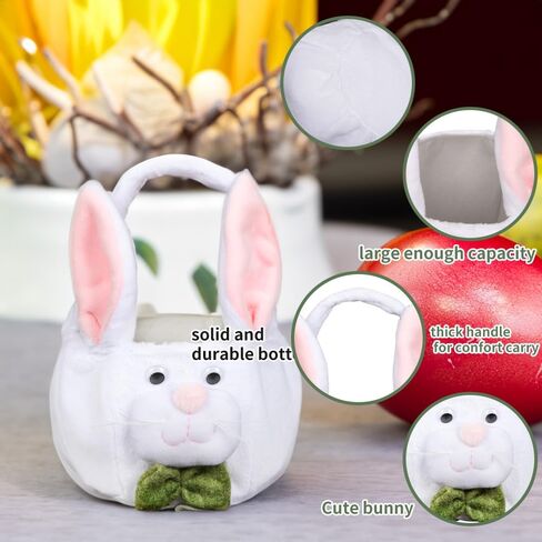 سلة عيد الفصح أكياس قطيفة دلاء البيض للأطفال، قابلة لإعادة الاستخدام المحمولة الأرنب حمل سلة قطيفة هدايا لتزيين الحفلات in Kuwait