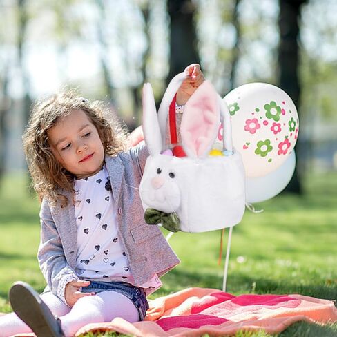 سلة عيد الفصح أكياس قطيفة دلاء البيض للأطفال، قابلة لإعادة الاستخدام المحمولة الأرنب حمل سلة قطيفة هدايا لتزيين الحفلات in Kuwait