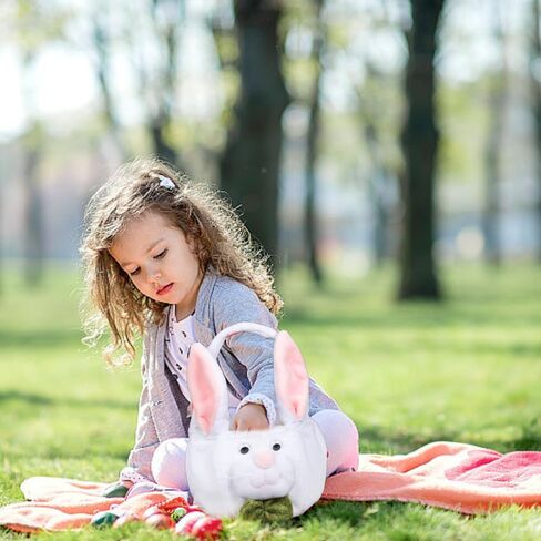 سلة عيد الفصح أكياس قطيفة دلاء البيض للأطفال، قابلة لإعادة الاستخدام المحمولة الأرنب حمل سلة قطيفة هدايا لتزيين الحفلات in Kuwait