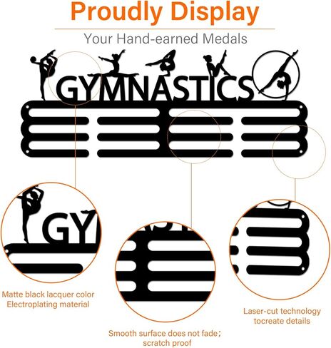 شماعة عرض ميدالية الجمباز SUPERDANT 5 أشكال فنية للجمباز حامل ميداليات رياضية حامل ميداليات حديدية رف عرض مثبت على الحائط خطاف تخزين جوائز ميداليات متعددة لأكثر من 60 ميدالية سوداء in Kuwait