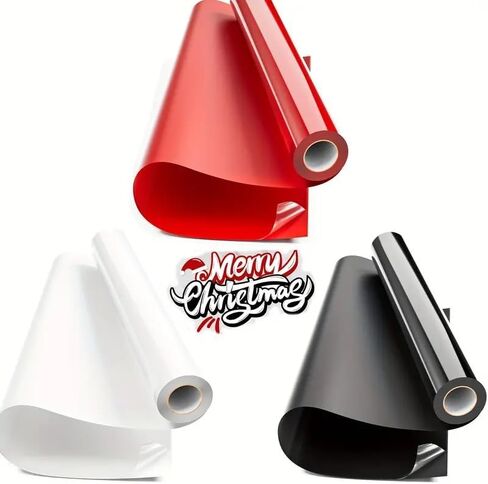 3 قطع فينيل نقل الحرارة HTV، لفات فينيل نقل الحرارة 25.4 سم × 20 قدم، سهلة القطع وإزالة الأعشاب الضارة على الفينيل للكريكات، فينيل HTV مع 3 ألوان متنوعة in Kuwait