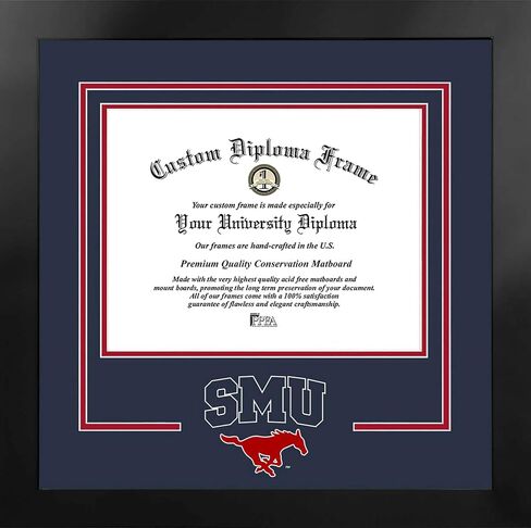 Campus Images Southern Methodist University Mustangs 14w x 11h Spirit Diploma Manhattan Black Frame with Bonus Lithograph (Value Savings $59) in Saudi Arabia