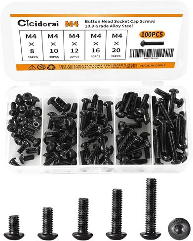 M4 x 20mm 25mm 30mm 35mm 40mm Hex Socket Head Cap Screws Bolts, 12.9 Grade Alloy Steel, Black Oxide Finish, Fully Threaded, Metric Allen Hex Drive, Assortment Kit 50Pcs in Kuwait