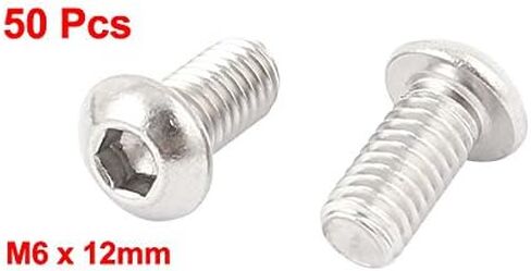 Uxcell M6x12mm مسامير رأس سداسية من الفولاذ المقاوم للصدأ بمقبس سداسي 50 قطعة in Saudi Arabia