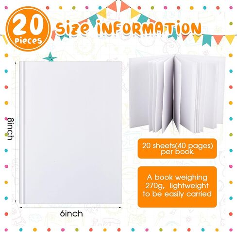 SATINIOR 20 Pcs Easter Hardcover Blank Book for Kids to Write Stories Make Your Own Book Hardcover Book Sketchbooks Blank for Student Classroom DIY Drawing and Writing, White, 6 x 8 Inch in Saudi Arabia