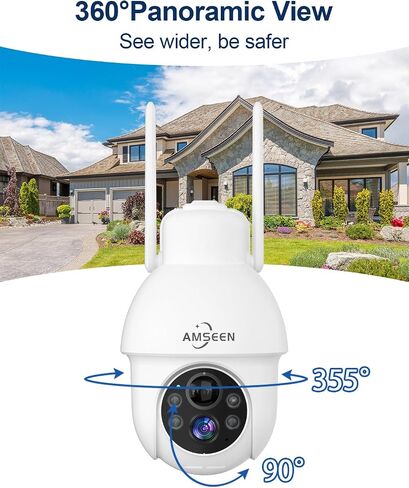Security Cameras Wireless Outdoor with 360°View, 2K Night Vision Outdoor Camera for Home Security with Spotlight and Siren, Solar Camera Work with Alexa for Home Surveillance (White) in Saudi Arabia