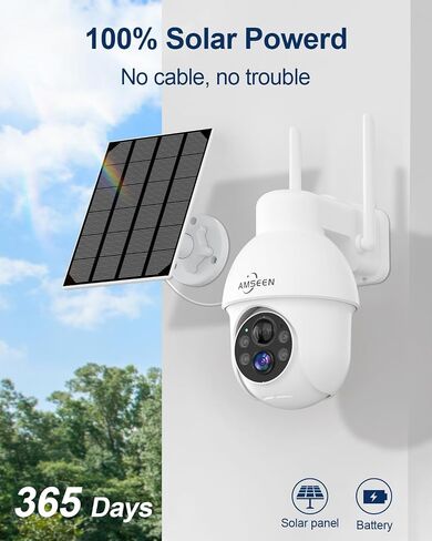 Security Cameras Wireless Outdoor with 360°View, 2K Night Vision Outdoor Camera for Home Security with Spotlight and Siren, Solar Camera Work with Alexa for Home Surveillance (White) in Saudi Arabia