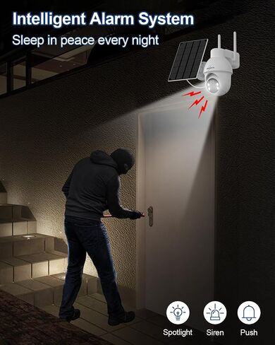 Security Cameras Wireless Outdoor with 360°View, 2K Night Vision Outdoor Camera for Home Security with Spotlight and Siren, Solar Camera Work with Alexa for Home Surveillance (White) in Saudi Arabia