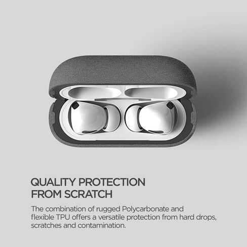 تصميم VRS متوافق مع حافظة Apple AirPods Pro (2019) مع حبل قصير [رمادي حجري رملي حديث]، غطاء واقٍ صلب مقاوم للصدمات لكامل الجسم [مسجل ببراءة اختراع أمريكية] in Saudi Arabia