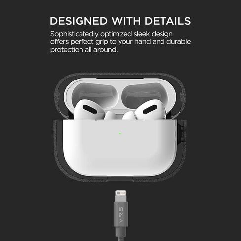 تصميم VRS متوافق مع حافظة Apple AirPods Pro (2019) مع حبل قصير [رمادي حجري رملي حديث]، غطاء واقٍ صلب مقاوم للصدمات لكامل الجسم [مسجل ببراءة اختراع أمريكية] in Saudi Arabia
