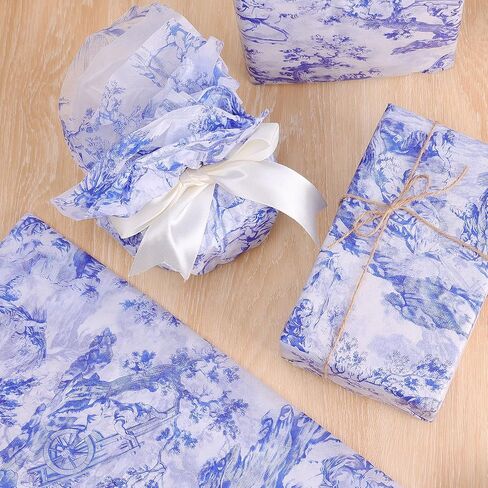 100 Sheets Vintage Blue Gift Wrapping Tissue Paper Recyclable Packaging Bag for Wedding Birthday Showers Art Craft Party Favor Decoration in Saudi Arabia