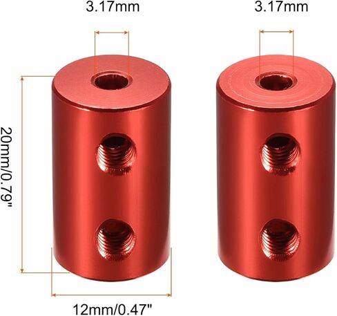 Rebower Rigid Coupling Copper Shaft Coupler Connector Motor Accessories [for 3D Printer]-1/8 to 1/8 Bore L20 x D12/Dark Red/4 Pack in Saudi Arabia