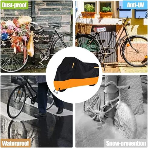 Premium Adult Tricycle Cover, Universal for All 3 Wheel Bike Motorcycle Outdoor and Indoor Cover Storage (104" x 43.3" x 49") (Black & Silver, 210D) in Saudi Arabia
