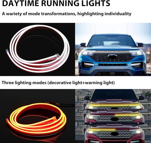 Car Hood Light Strip, 94.5 Inches Cars LED Strip Lights Waterproof IP68 Scan Start-up + White Light for Cars, SUVs, Trucks in Kuwait