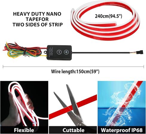 Car Hood Light Strip, 94.5 Inches Cars LED Strip Lights Waterproof IP68 Scan Start-up + White Light for Cars, SUVs, Trucks in Kuwait