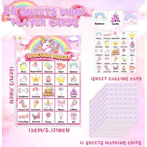 Liliful 35 Pcs Bingo Games 24 Players Party Bingo Cards for Boys Girls Adults Family Classroom Activities Birthday Theme Party Favors Supplies (Unicorn) in Saudi Arabia