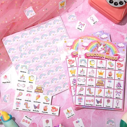 Liliful 35 Pcs Bingo Games 24 Players Party Bingo Cards for Boys Girls Adults Family Classroom Activities Birthday Theme Party Favors Supplies (Unicorn) in Saudi Arabia