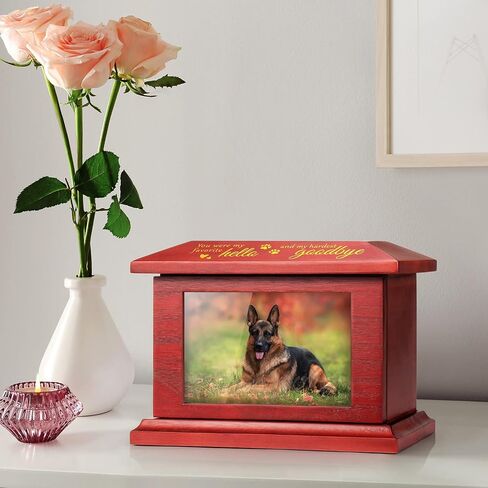 تي جيه. جرار الحيوانات الأليفة من موري لرماد الكلاب، هدايا تذكارية لفقدان القطط، جرة حرق خشبية مخصصة مع إطار للصور، صندوق ذاكرة تذكاري مع حقيبة فلانيل سوداء للحيوانات الأليفة بوزن يصل إلى 100 رطل in Kuwait