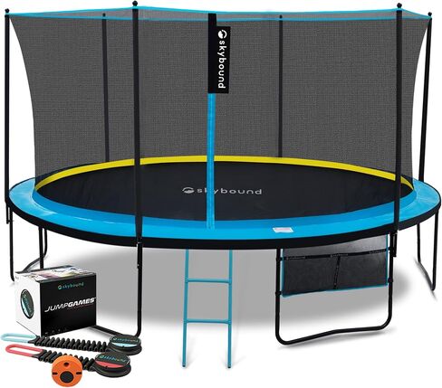 SkyBound Trampoline 10FT 12FT 14FT Trampoline for Kids and Adults - Free Jump Game & APP - Kids Trampoline with Ladder - Outdoor Recreational Trampolines with Enclosure - Straight Poles Backyard Fun in Saudi Arabia