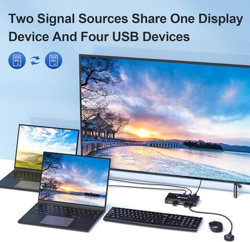 USB Type-C KVM Switch 4K@60Hz,2 in 1 Out Type-C KVM Switch for 2 Computers Share HDMI Monitor and USB Devices-Power Delivery 100W,Type-C KVM with USB-C Cable,HDMI2.0 Cable and Wired Remote in Saudi Arabia