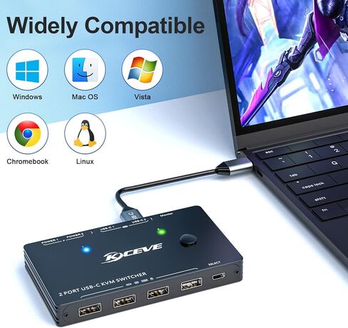 USB Type-C KVM Switch 4K@60Hz,2 in 1 Out Type-C KVM Switch for 2 Computers Share HDMI Monitor and USB Devices-Power Delivery 100W,Type-C KVM with USB-C Cable,HDMI2.0 Cable and Wired Remote in Saudi Arabia