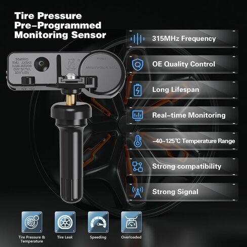 مستشعر POHILA TPMS، مستشعر مراقبة ضغط الإطارات 315 ميجا هرتز متوافق مع Chevy Silverado GMC Cadillac Buick Pontiac Saturn Hummber Saab يستبدل # OE 13598771 13598772 13586335 13581558، 4 قطع in Saudi Arabia