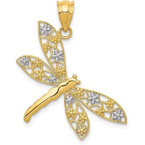 Core Gold 14k w/Rhodium Filigree Dragonfly Pendant in Saudi Arabia
