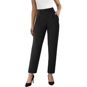 Straight Leg Womens Dress Pants, Stretchy Work Office Pants Pull on Business Casual Slacks with Pockets in Saudi Arabia