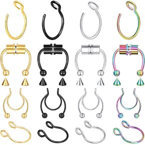 1-16Pcs 16G 18G 20G 22G Nose Rings Hoops Nose Piercings Fake Nose Ring Fake Septum Nose Ring Fake Lip Rings Fake Septum Piercing Fake Nose Piercing Fake Nose Hoop Faux Nose Rings Clip On Nose Cuffs Nose Piercing Jewelry Nose Rings for Women Men Nose Hoops in Kuwait