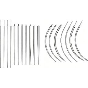 18 pcs Piercing Taper Set Insertion Pin Stretching Kit 14g 16g 18g 20g Stainless Steel Flat Back Earring Insertion Tool,Helix and Piercing Changing Kit for Ear Nose Lip Tongue Navel (Straight, Curved Needles) in Saudi Arabia