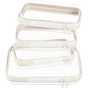 4 pcs Clear Zipper Pouches,Hard Shell Zipper Case, Toiletry Bag for Travel, CLear Diaper Bag, Toiletry Pouch, Travel Organizer, Cosmetic Bag,Toy Storage Bins (M+3S) in Saudi Arabia