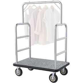 42 * 26IN Hotel Luggage Cart with Top Frame and Hook, 1300 LBS Load Capacity, Platform Truck with Front Frame and 7-inch Rubber Wheels, Ideal for Travel, Resorts, Conference in Saudi Arabia
