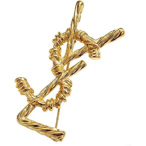 Gold-Tone Abstract Knot Brooch for Women, Vintage Style Twisted Metal Pin, Elegant Scarf Shawl Collar Brooch, Fashion Jewelry Accessory for Dresses Coats Sweaters in Kuwait