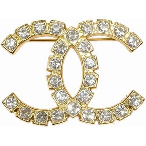 Gold Rhinestone Double Loop Brooch Pin for Women, Elegant Interlocking Circle Crystal Brooch, Fashion Jewelry Lapel Pin for Dress Coat Scarf Wedding Party Gift in Kuwait