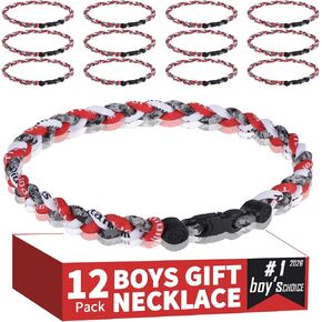 12 Pack Baseball Necklaces for Boys & Youth - 18 Inch Braided Titanium Sports Rope Necklace - Design for Team Party Favors, End of Season Gifts & Goodie Bags in Saudi Arabia