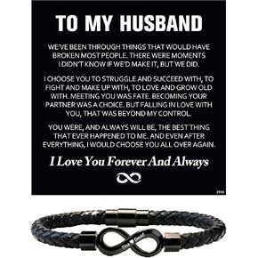 ziella To My Husband Bracelet,Dual Name Infinity Leather Bracelet,Personalized Custom Name Stainless Steel Bracelet Holiday Birthday for Him in Saudi Arabia